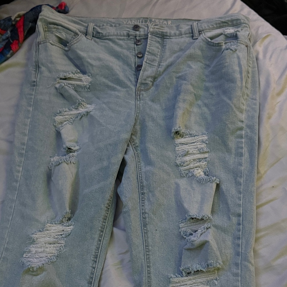 Vanilla Star Light Blue Ripped Boyfriend Jeans